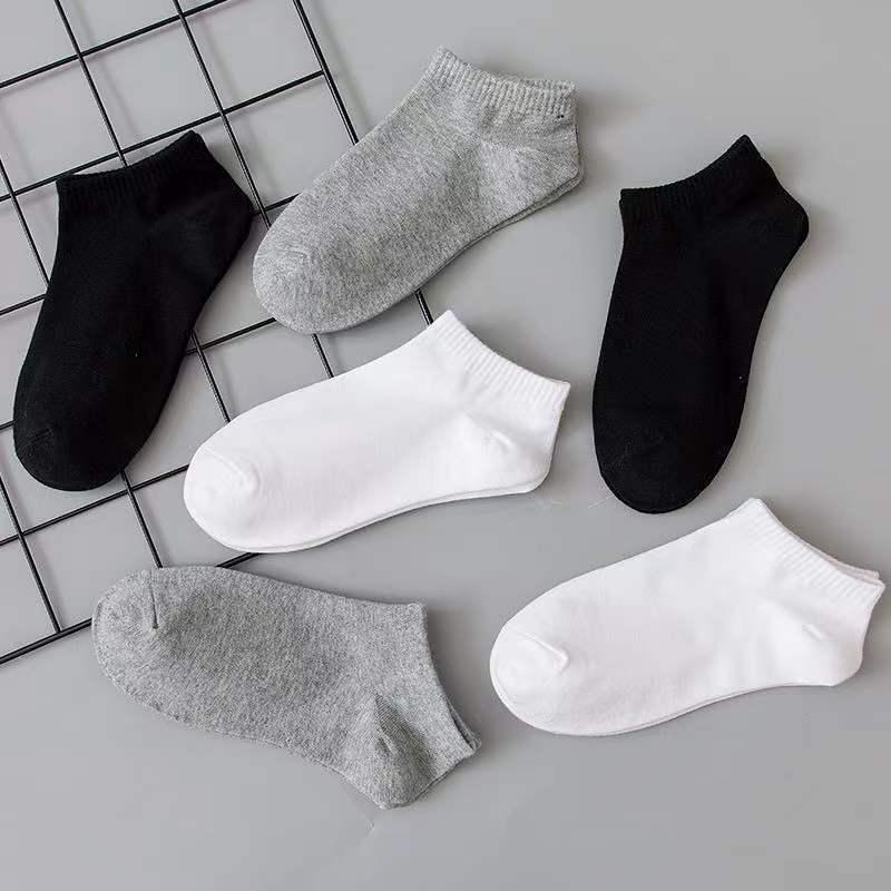 Men's Cotton Boat Socks – Solid Color, Shallow Mouth, Casual Style
