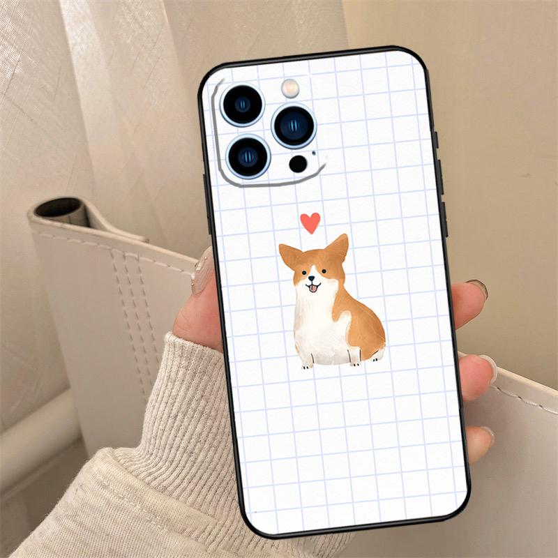 Cartoon Corgi Phone Case For iPhone 16 15 14 11 12 13 17 Pro Max mini 15 16 Plus 16e 17 Air Cover Coque