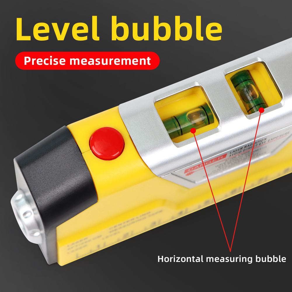 3 in 1 Laser Wasserwaage Multifunktionales Laser Maßband Horizontales Messgerät Vertikales Ausrüstungs-Wasserwaage Lineal mit eingebautem 2,5 m Band