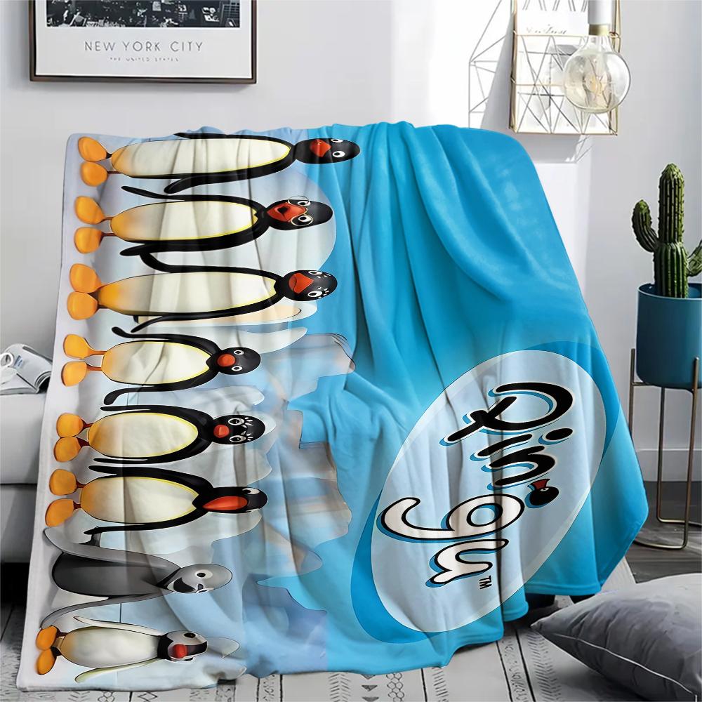 1 Stück PINGU Aufdruck Flanelldecke, Hohe Qualität für alle Jahreszeiten, Heimdekoration, Wärme und Komfort, Perfekt für Weihnachtsgeschenke