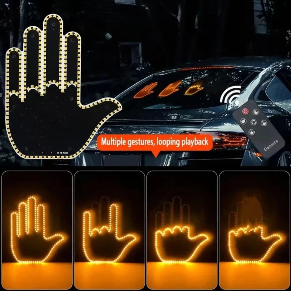 Remote Control Hand Lamp Funny Finger Car Decoration Panel Luminous Panel Car Accessories