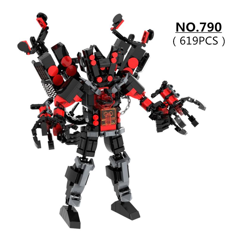 619 Stück/Set Skibidi Toilet Man Bausteine Verbesserte Version von Titan Speaker King DIY Steine Spielzeug für Kinder Weihnachtsgeschenke