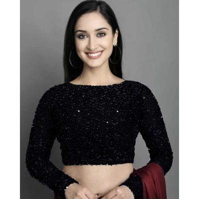 Black Party Wear Full Sleeves Blouse Designer Bollywood Ready To Wear Choli