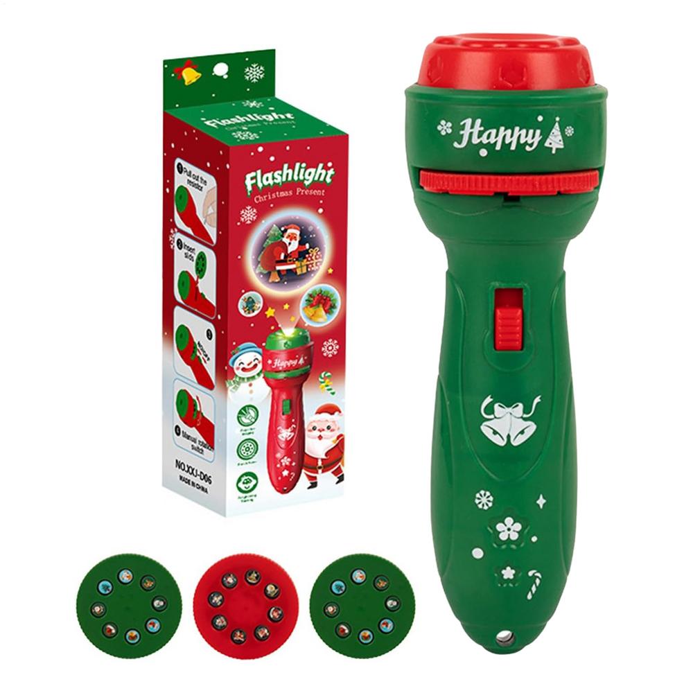Children Projection Christmas Handheld Flashlight Projector 24 Kinds Of Design Education Santa Claus Tree Toys Gifts Flashlights