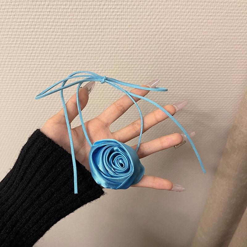 Stoffblumen-Halsketten Künstliche Rosenblumen-Choker Rosenblumen-Halsketten Hochzeitsschmuck Geschenk für Frauen Teenager Mädchen
