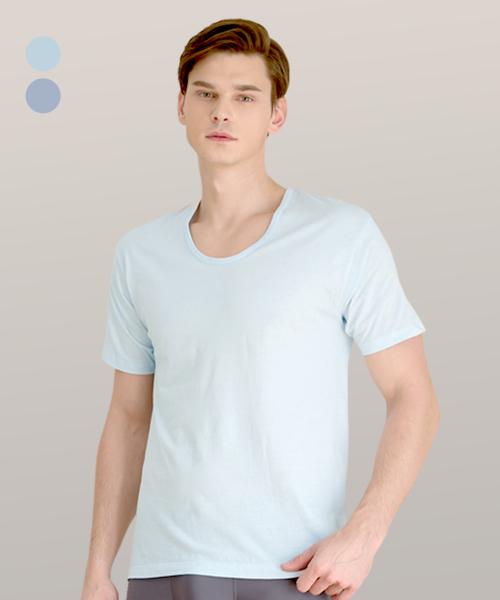 [James Dean] Daily Color Short Sleeve U-Neck JD [Shipped from Korea] 100% Authentic Light Sky Blue - 095