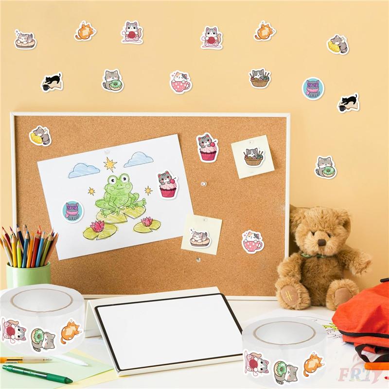 500Pcs/Roll Q Sweet Cat Kids Rewards Stickers - DIY Scrapbooks Album Decor Sealing Label Decals