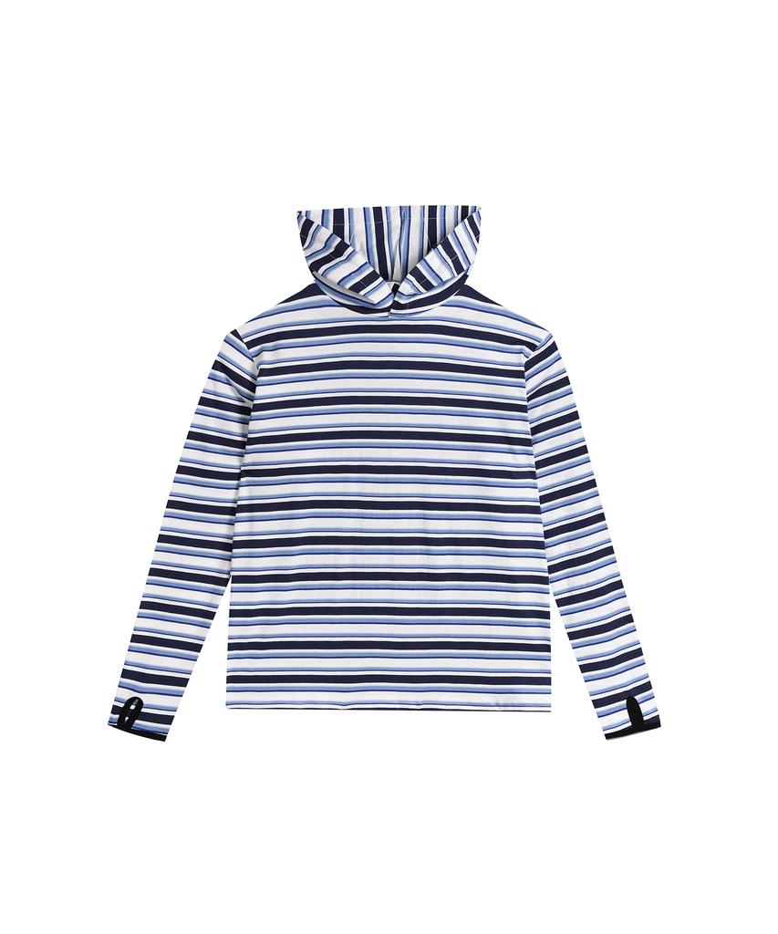 Circular Type Striped Hoodie (Sky Blue)