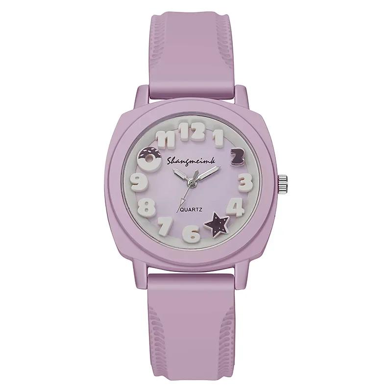 Fashion Women 3D Arabic Dial Quartz Watch Candy Color Silicone Band Square Watch Ladies Wristwatch Luxury Clock Gift Reloj Mujer