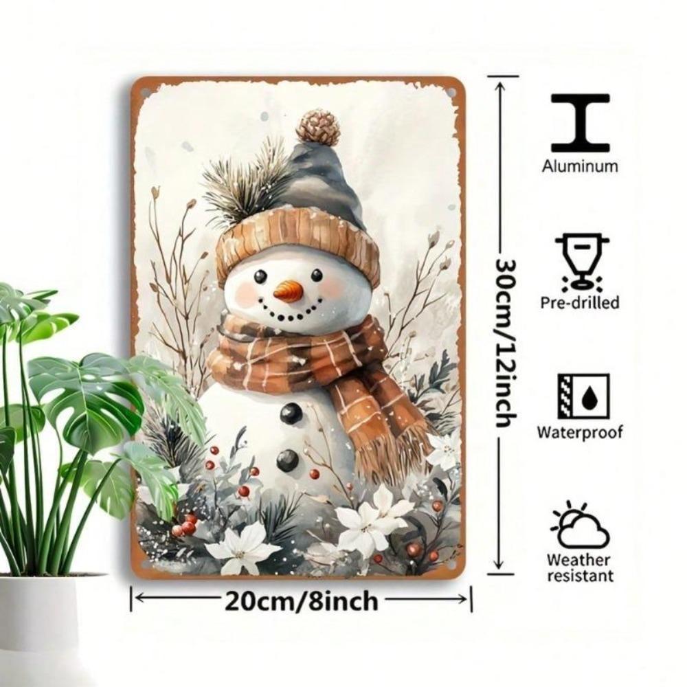Vintage Tin Sign Christmas Snowman Retro Metal Plaque Wall Art Home Decor