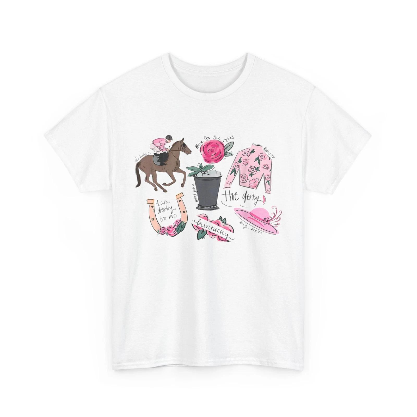 Horse Racing Doodles Shirt, Derby Day Silks Jockey Funny T shirt M
