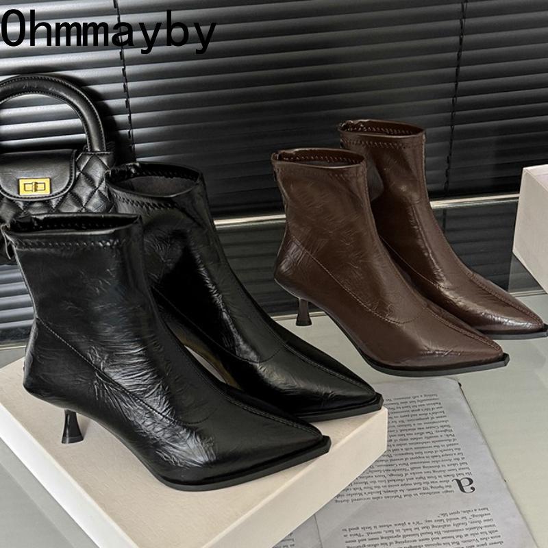 Autumn Design Pointed Toe Women Ankle Boots Sexy High Heels Pointed Toe Shoes Modern Short Botas Para Mujer