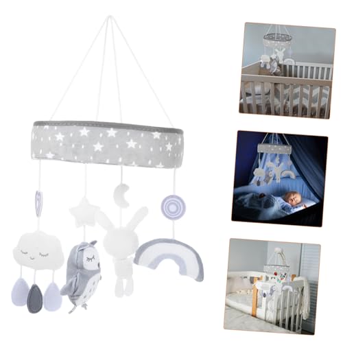 Crib Mobile with Cartoon Clouds Rainbow Rabbits Owl, Baby Nursery Decor, Newborn Soothing Toy, Musical Mobile for Infants