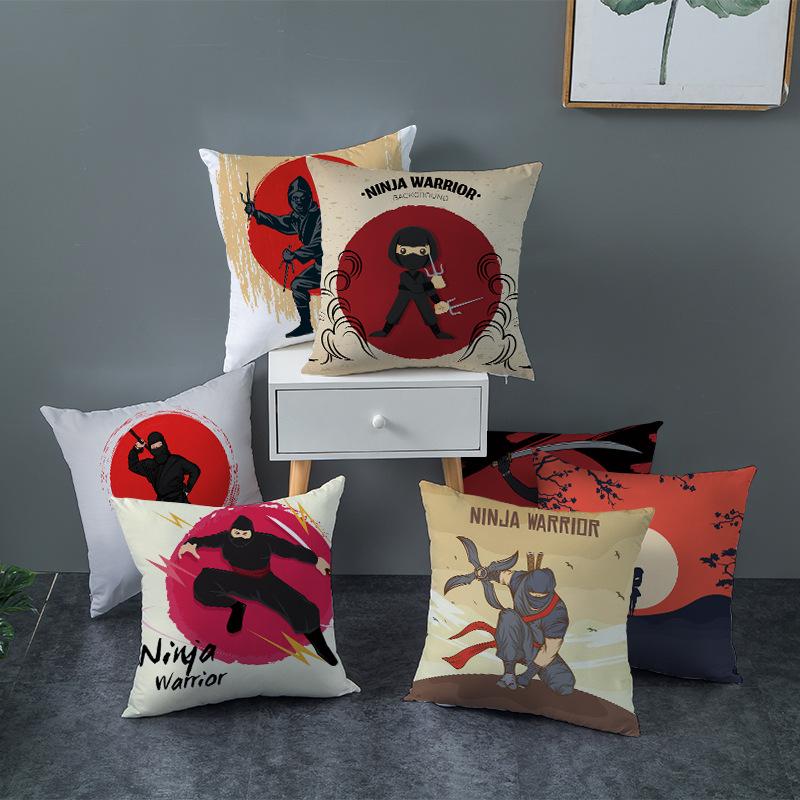 Japanese Ninja Character Digital Single-sided Printing Sofa Pillow Cushion Cover Home