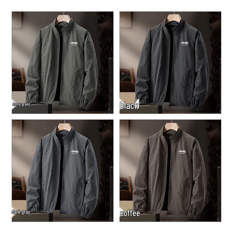 JEEP SPIRIT Men's Autumn Winter Casual Water-Resistant Windproof Stand Collar Jacket