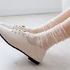 Women Sexy Black Fishnet Floral Pattern Lace Socks Thin Hollow Nylon Silk Retro Flower Pile Socks Ladies Transparent Crew Socks
