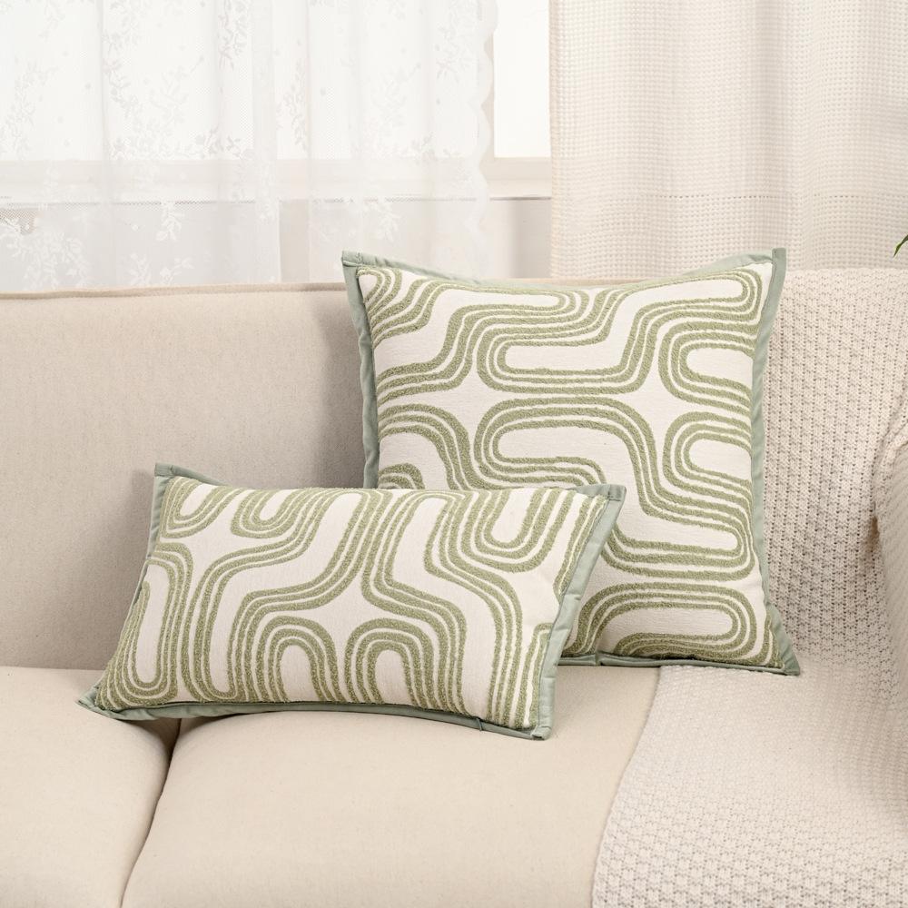 

Geometric Pattern Chenille Jacquard Velvet Throw Pillowcase Cojines Soft Headboard Throw Pillowcase Decoration Sofa Pillowcase 30x50cm світло-зелений колір