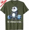 Panda The Struggle Is Real Weightlifting Fitness Gym Funny Tshirt Cotton Vintage T Shirt Unisex Summer Streetwear Tops Camisas