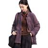 25 winter new cotton and linen women's Chinese retro stand-up collar buckle padded jacket women's padded thickened Zen ramie cotton jacket