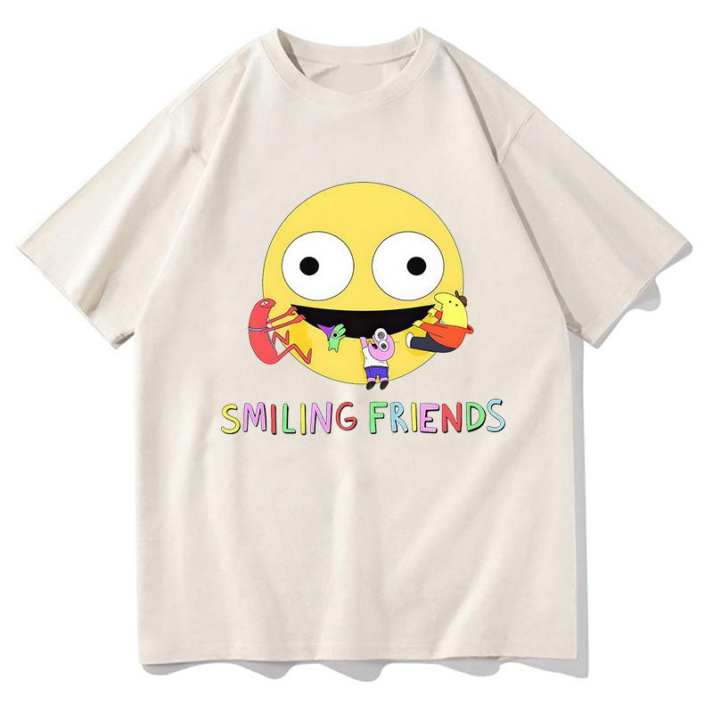 Funny Smiling Friends Cartoon Print Tshirts Summer Spring  Teeshirt Graphic Printing Tshirts High Quality Soft Tees