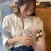 Spring/Summer 2025 Korean Lace Puff Sleeve Slimming Casual Top