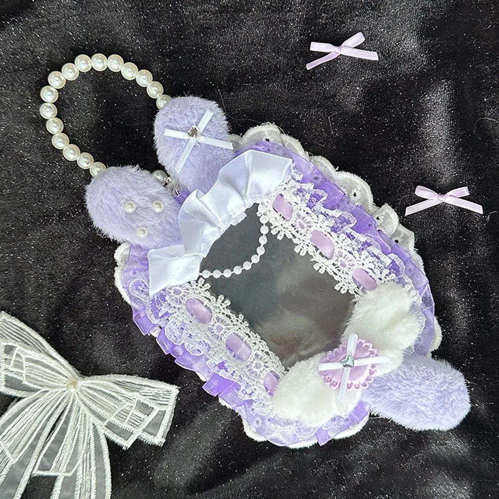 Sweet DIY Plush Card Holder Lolita Anime Lace Photocard Case Idol Display Handmade Photo Protector Case Card