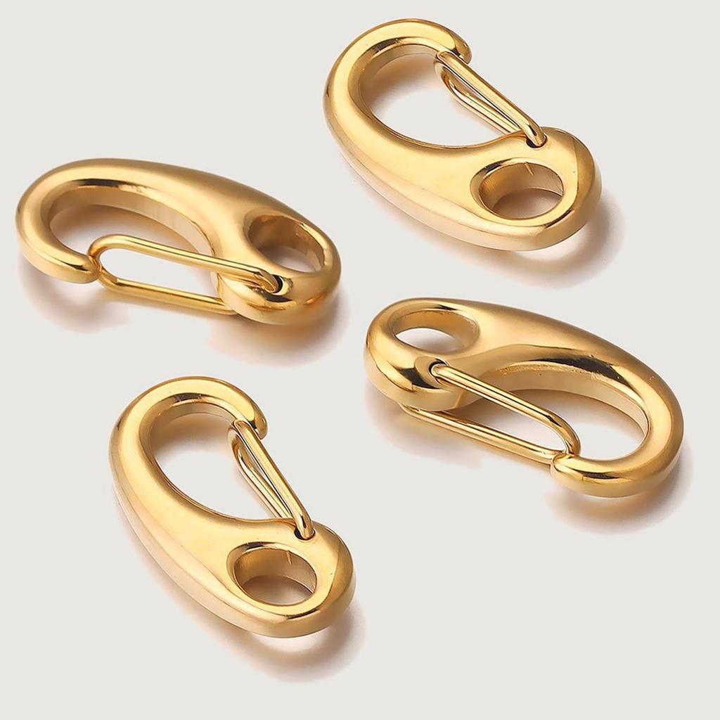 Stainless Steel D-Shaped Lobster Clasps Hooks Connectors for Bracelet Necklace Jewelry Making Sipplies Spring Carabiner Keychain