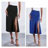 Mode Elegante Hohe Taille Satin Lange Röcke Frauen Slit Sexy Feste Beiläufige Lose Frau Rock Sommer Neue Vintage Einfache Schlank Satin damen Rock 26564