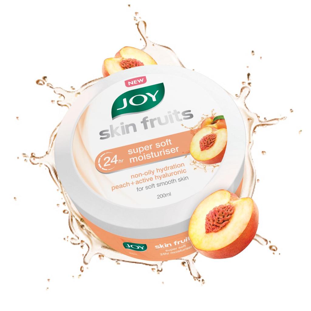 Joy Skin Fruits Super Soft Moisturizer With Peach Hyaluronic Acid 200ml For Face Hands Body 24Hr Hydration
