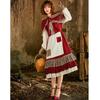 Lolita Nostalgisches Spitzen-Rotkäppchen Cosplay Kleid - Weinrot Halloween Kostüm
