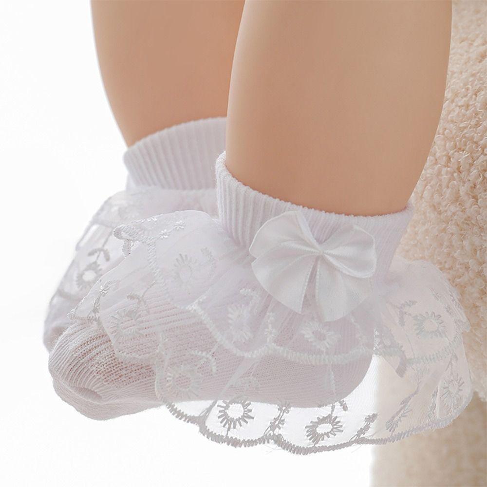 Thin Baby Girls Lace Socks Super Soft Princess Dress Socks Spring & Summer Infant Bow Socks