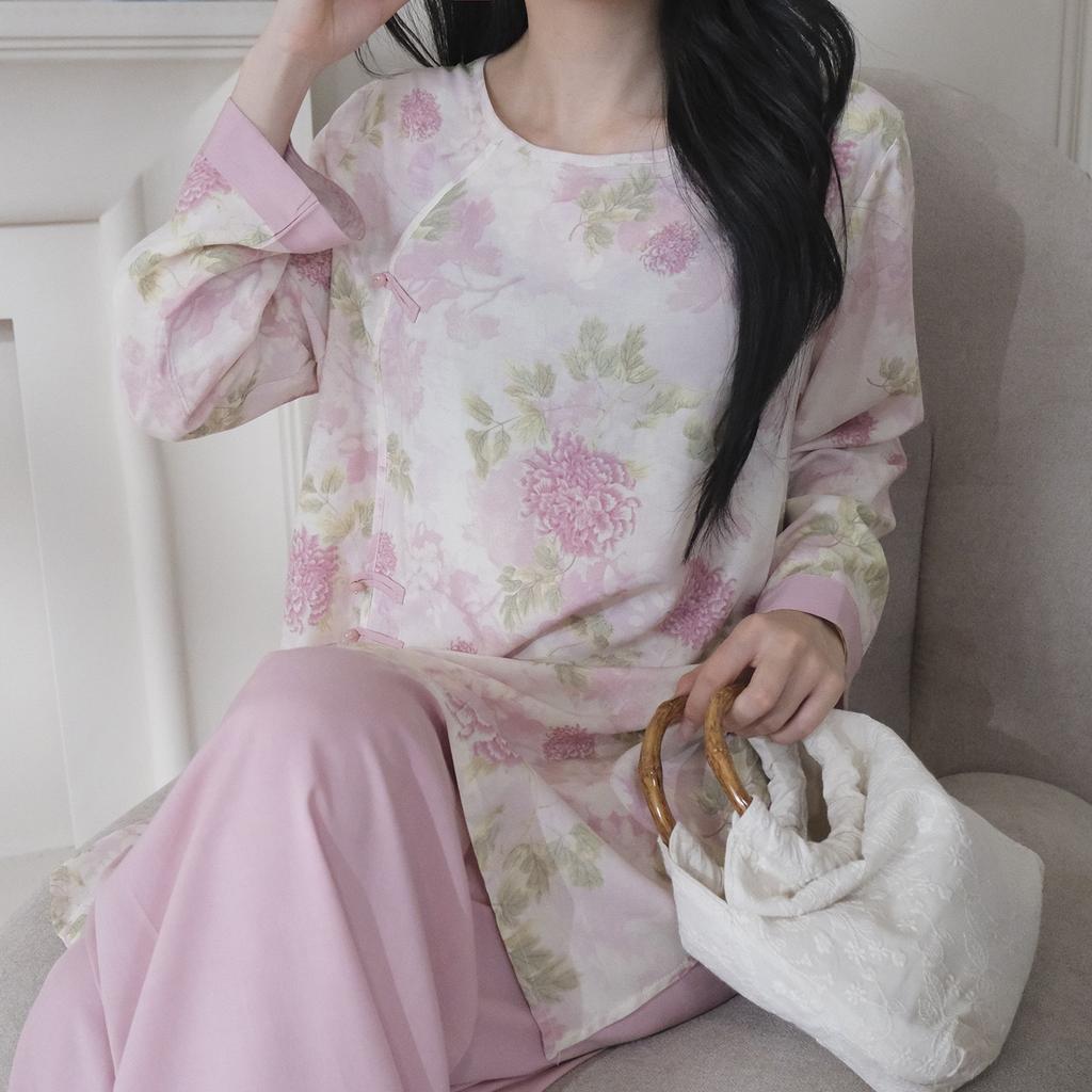 Cotton and silk pajamas women's spring, autumn and summer cotton and silk high-end sense new Chinese style national style can be worn outside holiday