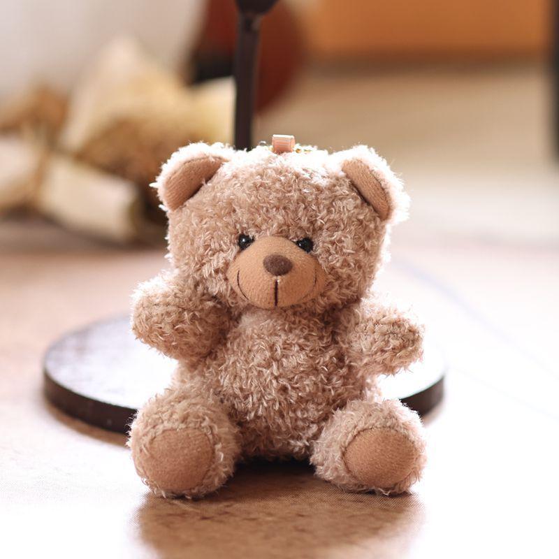 Breloc Drăguț de Pluș Urs cu Blană Moale Scurtă pentru Decorarea Genții și Cadou