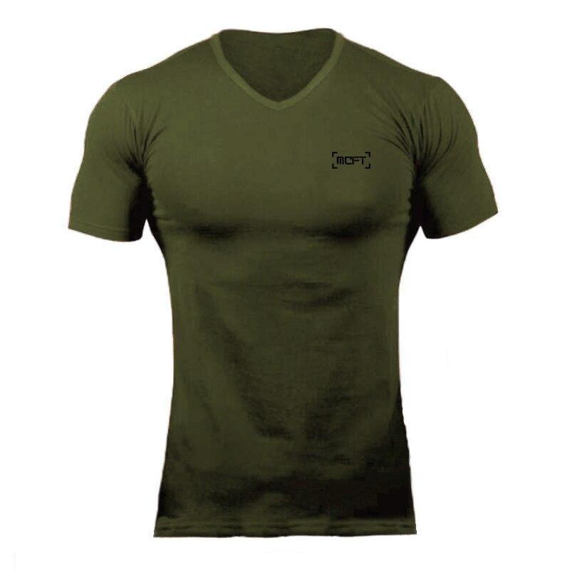 Muscleguys Summer Men’s Casual Fashion All-match T Shirts Cotton V-neck Printed Short-sleeve Bodybuilding Fitness Tops Best Seller