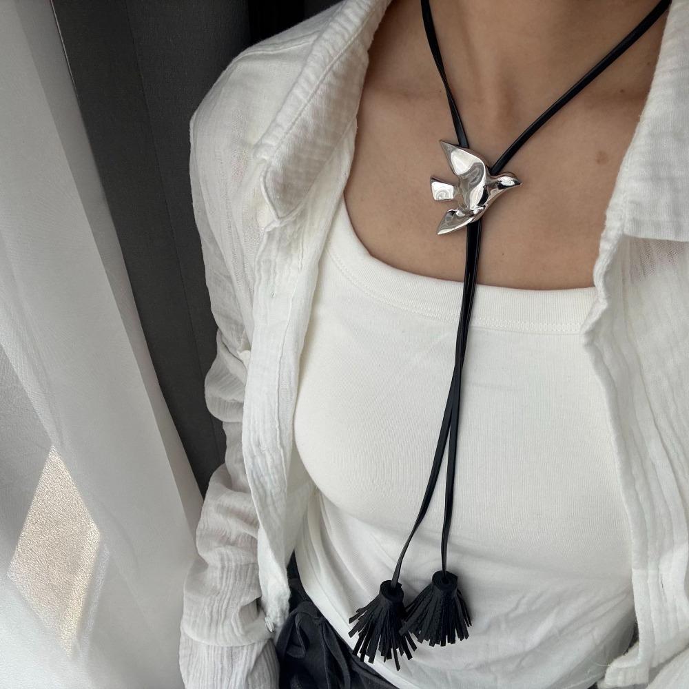 Cowboy Style Tassel Adjustable Necklace Ethnic Style PU Leather Necklace  Decoration