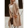 Letter Hooded Cardigan Knit Sweater Women Autumn Winter Loose Long Sleeve Coat Long Knitted Jacket Pocket Overcoat Office Lady