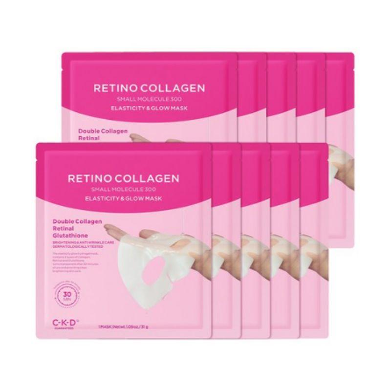 CKD Retino Collagen Низкомолекулярная 300 Укрепляющая Сияющая Маска 10 Листов – Антивозрастная Гидрогелевая Маска для Лица для Упругой и Сияющей Кожи