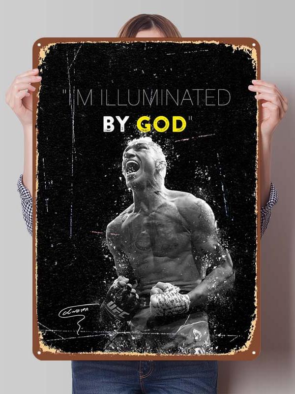 Charles Oliveira Boxer Metallschilder Gaming Zimmer Dekoration Benutzerdefiniertes Boxposter Blechschilder für Wandkunst Dekor Vintage Metallplatte