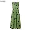 ZANZEA Women Casual Round Neck Sleeveless Loose Polka Dot Print Dress