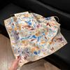 Fashion Black and White Printing Temperament Square Scarf Imitation Silk Korean Version Decorative Scarf Scarf Professional Decorative Shawl Silk Scar