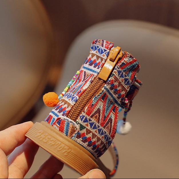 Ethnic Style Simple Children Roman Shoes Soft Breatheable Flats Open-toe Kids Shoes Non-slip Girls Sandals