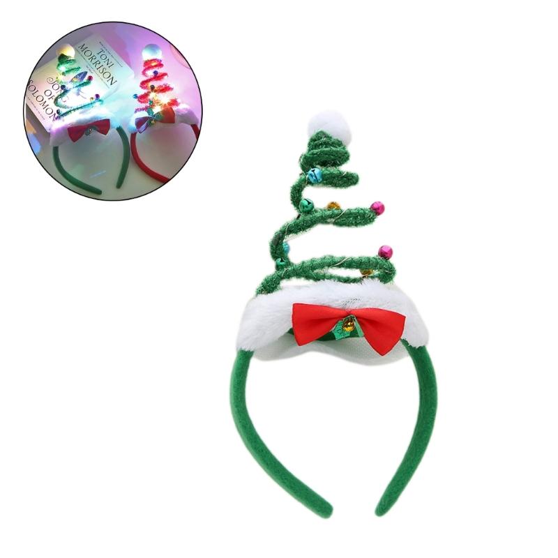 Fluffy Christmas Tree Spring Headband for Women Cartoon Christmas Headwear