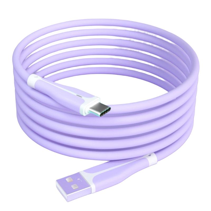 Liquid Silicone Data Cable with Lamps 3A Super Fast Charging Cable Cord Support Data Transmission for Tablets PC
