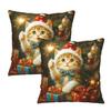 2Pcs Christmas Tree Pillowcase Santa Claus Snowman Pattern Zipper Invisible Lightweight Breathable Winter Pillow Cover