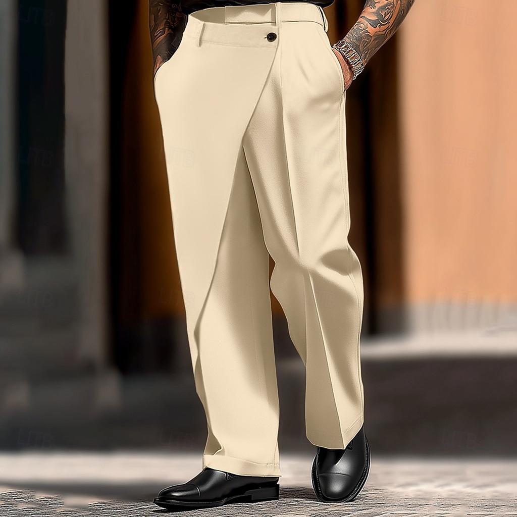 Men's Irregular Cut Suit Pants Straight Wide Leg Pants Loose Pants