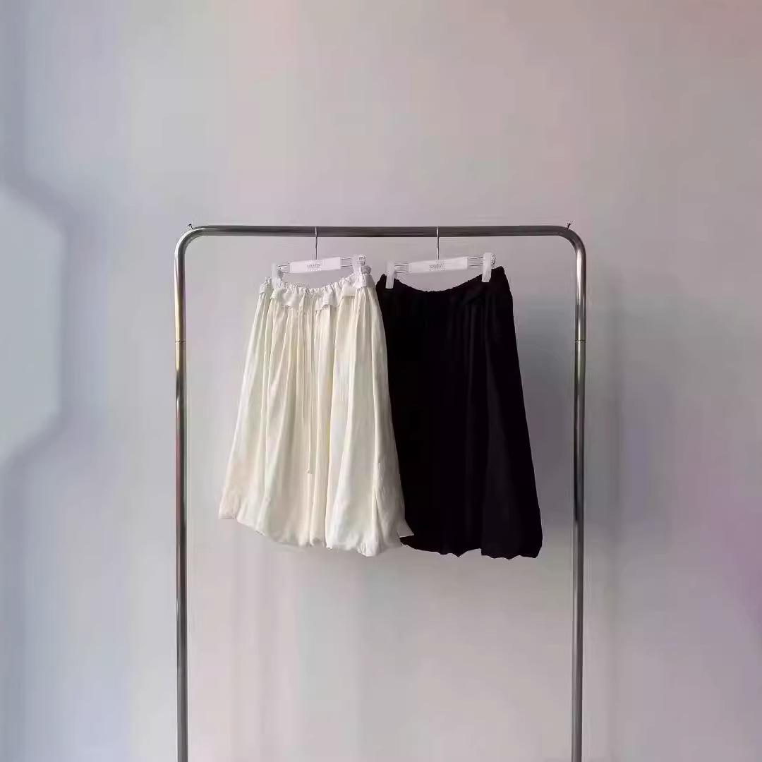 Minimuze Korea 2026 Spring Pleated Skirt: Women s Versatile Solid Color Elastic Waist Skirt One size грязно-белый