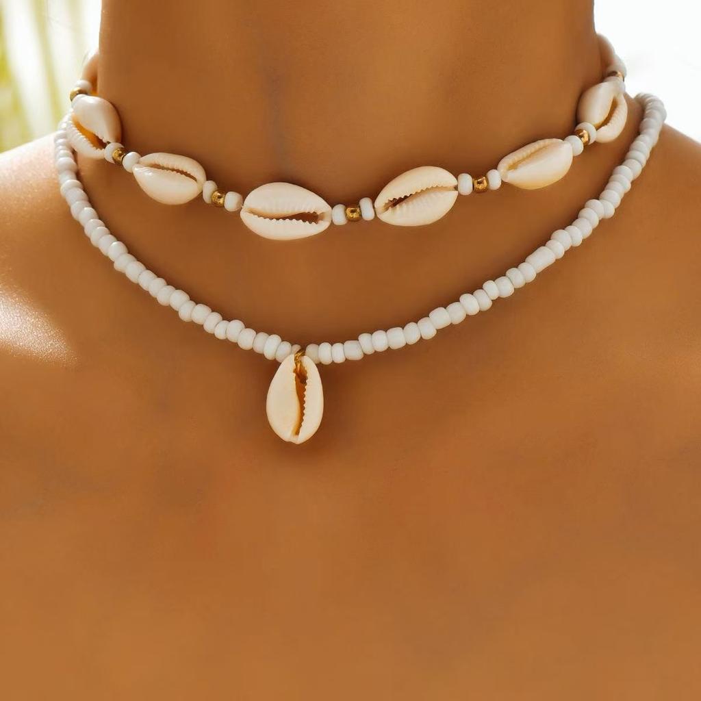 Bohemian Shells Turquoise Collares Necklace Summer Natural Starfish Hand-woven Beach Vacation Adjustable Necklaces Choker