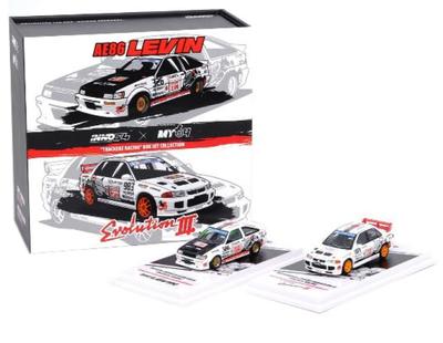 Inno Models Toyota Corolla AE86 Levin TRACKERS RACING Mitsubishi Lancer Evolution III TRACKERZ RACING Box Set Fertigprodukt 1/64 &