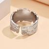 European & American Geometric Wide Band Irregular Open Stainless Steel Adjustable Ring