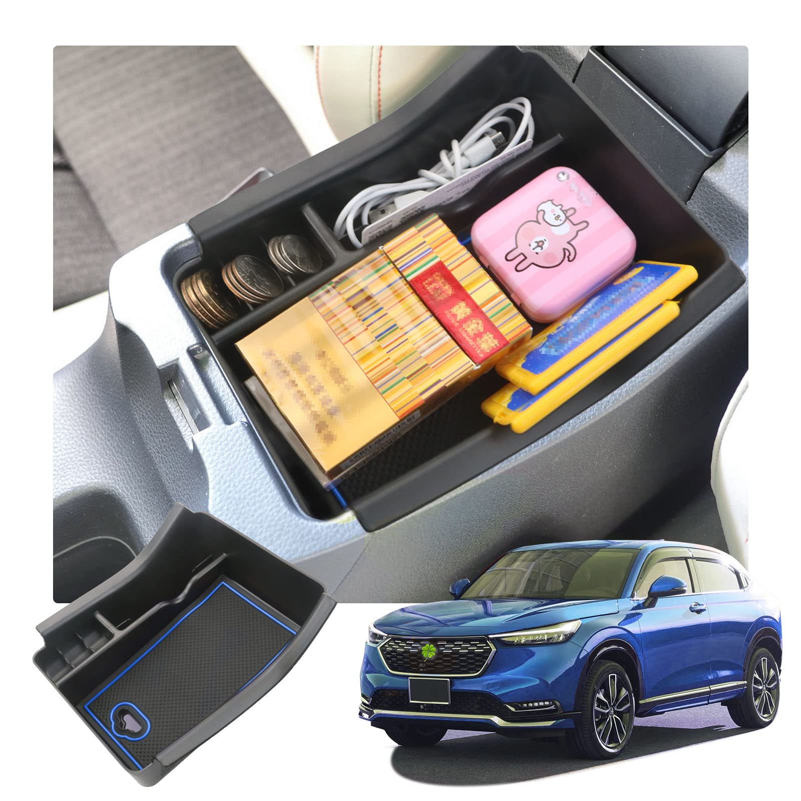 

RUIYA Honda New Vezel RV Бокс для центральной консоли Лоток для аксессуаров Новый лоток для консоли Vezel синий